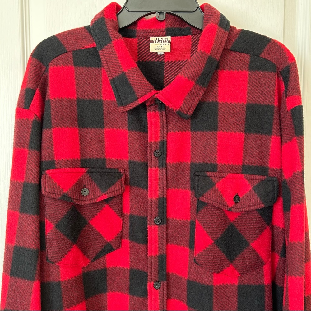 OPEN TRAILS Buffalo Plaid Fleece Shirt/Jacket, XXL